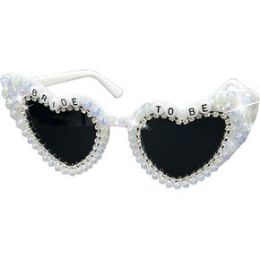 Bride Sunglasses for Bachelorette Party - Bride To Be White Heart Glasses for Bachelorette Party Favors Accessories Gifts Decor