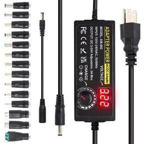 3~12V 12A 144W Universal Adjustable DC Power Supply Variable Switching Power Adapter | 100V-240V 50-60Hz 3V 4V 5V 6V 7V 8V 9V 10V 11V 12V AC to DC Converter for LED Strip Light, CCTV Camera, Router