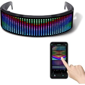 LED Light Up Glasses, Bluetooth Full Color Luminous Glasses for Parties,Display Customized Flashing Messages &Animations&DIY &Text Via App Control…