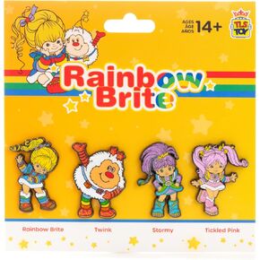 Rainbow Brite 'Limited Edition' 4-Pack Glitter Enamel Pin Set with Rainbow Brite, Twink, Tickled Pink & Stormy Pins - SDCC 2024