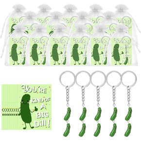 Positive Funny Pickle Keychain Set with Positive Cards Appreciation Gifts Suitable for Graduation Party 75P