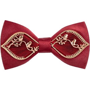 Bow Ties for Men Self-tie Gold Bird Pattern Bowtie for Wedding Party Business Prom Daily Wear Handmade