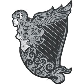 VEGASBEE® Ireland Harp Irish Winged Maiden Erin Coat of Arms Heritage Crest Embroidered Iron-on Patch Exclusive Embroidery Large Size 12"H by 9"W