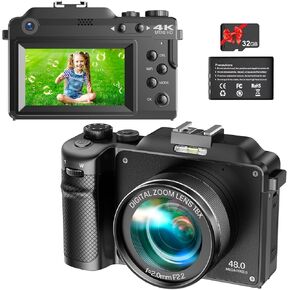 كاميرا رقمية 4K، صور فيديو بدقة 48 ميجابكسل فائقة الدقة 4K، كاميرا بعدسة مزدوجة، تكبير رقمي 18x، كاميرا تركيز تلقائي للتصوير الفوتوغرافي، مع WiFi وبطاقة SD، وكاميرا تسجيل فيديو لليوتيوب in Kuwait