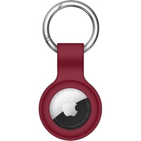 Linsaner Compatible with AirTag Case Keychain Air Tag Holder Silicone AirTags Key Ring Cases Tags Chain Apple AirTag GPS Item Finders Accessories，Wine Red