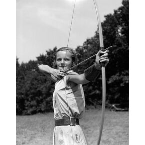 1930s Girl Wearing A Camp Jumper With Wide Leather Belt About To Release An Arrow From Bow Print By Vintage Collection