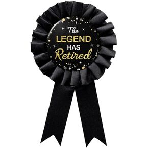 The Legend Has Retired Badge Pin, Black Satin Fabric Retired and Retirement Farewell/Going Away Corsage Button Pin Party Decoration