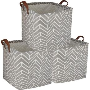 3PACK Square Storage Bin,Cotton Fabric Laundry Baskets,Collapsible Waterproof Toy Storage Bin with Handles for Family Storage,Shelf Baskets,Bedroom(3pack Cactus)