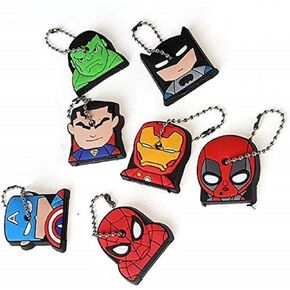 7 Pcs Super Hero Key Cover Cap superhero keychains Creative Silicone Cartoon Captain Anime Key Holder for Kid Ornament Souvenirs Gift