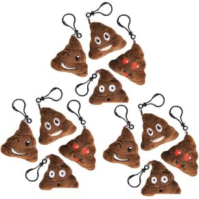Emoji Poop Plush Key Chain Backpack Clips 2.75" - 12 Pack Assorted