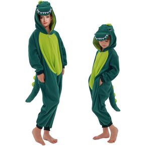Udekit Cartoon Anime Dinosaur Onesie Romper, Cute Pajamas Sleepsuits Cosplay Costume for Kids Adults Halloween Party