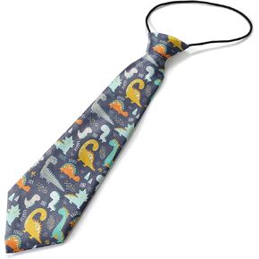 Toddler Size ( Cute Funny Kids Dinosaurs ) Pre-Tied Adjustable Novelty Necktie, Fashion Conversational Neck Strap Ties for Boys and Children, for Wedding Parties Events