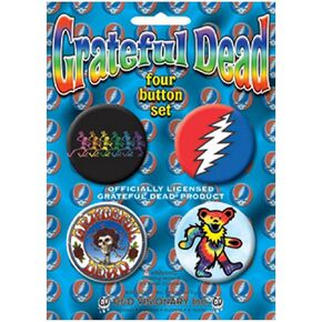 C&D Visionary Licenses Products Grateful Dead-Skeleton Assorted Artworks 1.5" Button Set, 4-Piece