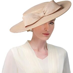 F FADVES Fascinators Women Wide Brim 20s 50s Derby Pillbox Hat Bowknot Cocktail Tea Party Church Dress Hats in Kuwait