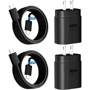 Samsung Charger Cord 25W Android Charger Fast Charging Cable Type C Charger Super Fast Wall Charger Block for Samsung Galaxy S23Ultra/S23/S23+/S22/S22Ultra/S22+/S21/S20/Note 10/20,Z Fold/Flip,2 Pack