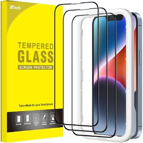 JETech Full Coverage Screen Protector for iPhone 14 Pro Max 6.7-Inch, Black Edge Tempered Glass Film with Easy Installation Tool, Case-Friendly, HD Clear, 3-Pack