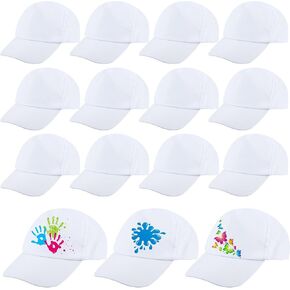 Kids White Baseball Caps DIY Sport Ball Hats Adjustable Painting Baseball Cap Bulk for Child Boys Girls Hiking Camp