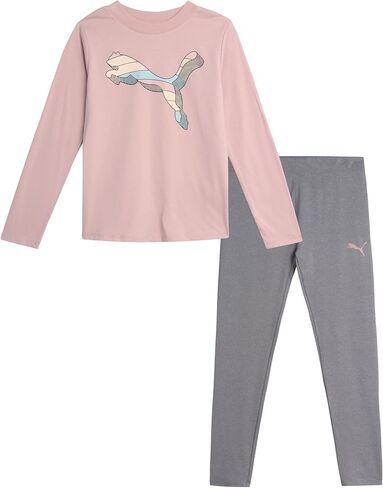 PUMA Girls' Active Leggings Set - 2 Piece Performance Long Sleeve Tee and Athletic Leggings - Girls Activewear Sets (S-L) in Saudi Arabia