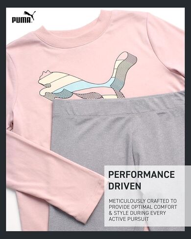 PUMA Girls' Active Leggings Set - 2 Piece Performance Long Sleeve Tee and Athletic Leggings - Girls Activewear Sets (S-L) in Saudi Arabia