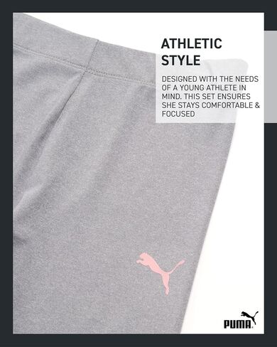 PUMA Girls' Active Leggings Set - 2 Piece Performance Long Sleeve Tee and Athletic Leggings - Girls Activewear Sets (S-L) in Saudi Arabia