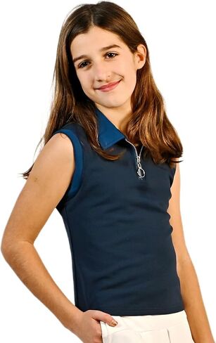 Hazy Shade of Winter Sleeveless Polo Junior Golf Outfit UPF50+ YKK Zipper for Tweens and Teens 8-18 Years Old in Saudi Arabia