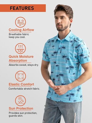 Rodeel Men's Golf Polo Shirt Short Sleeve Sun Protection Outdoor Sport Shirts in Saudi Arabia