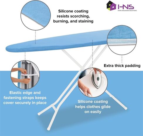 HOLDN’ STORAGE Ironing Board Cover and Pad - Iron Board Cover with Padding 15" x 54" - Iron Board Cover Large Fits All Standard Sizes - Heat Reflective Iron Pad for Table Top. Beige Marble. in Kuwait