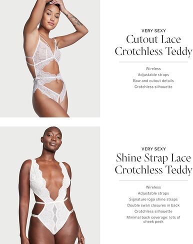 Victoria's Secret Lace Crotchless Teddy, Shine Strap, Women's Lingerie (XS-XXL) in Saudi Arabia