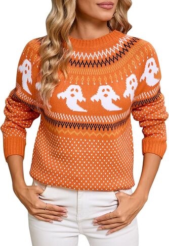 Alsol Lamesa Women's Cute Heart Sweater Crew Neck Long Sleeve Pullover Halloween Sweaters for Women in Saudi Arabia