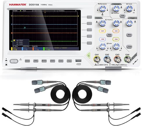 HANMATEK 110mhz Bandwidth DOS1102 Digital Oscilloscope with 2 Channels and Screen 7 inch / 18 cm, TFT-LCD Display, Portable Professional Oscilloscope Kit with 500 MS/s *2 Sampling Rate in Saudi Arabia