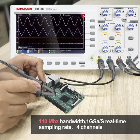HANMATEK 110mhz Bandwidth DOS1102 Digital Oscilloscope with 2 Channels and Screen 7 inch / 18 cm, TFT-LCD Display, Portable Professional Oscilloscope Kit with 500 MS/s *2 Sampling Rate in Saudi Arabia