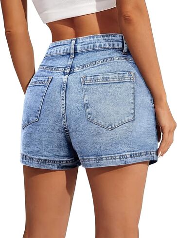 BISUAL Denim Skort for Women High Waist Mini Denim Skirt Casual Stretch Women Jean Skirt with Pockets in Saudi Arabia