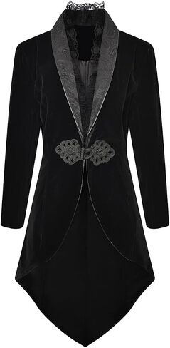 Women's Victorian Lace Tailcoat Pirate Gothic Steampunk Jackets Medieval Lapel Coat in Saudi Arabia