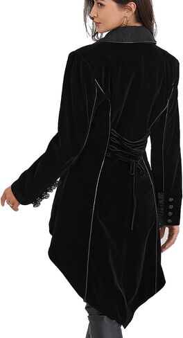 Women's Victorian Lace Tailcoat Pirate Gothic Steampunk Jackets Medieval Lapel Coat in Saudi Arabia