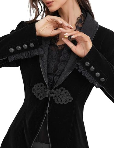 Women's Victorian Lace Tailcoat Pirate Gothic Steampunk Jackets Medieval Lapel Coat in Saudi Arabia