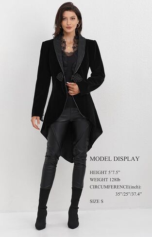 Women's Victorian Lace Tailcoat Pirate Gothic Steampunk Jackets Medieval Lapel Coat in Saudi Arabia