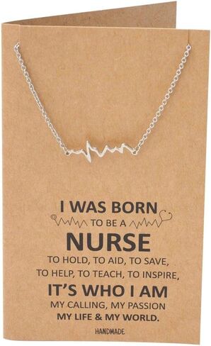 quan jewelry EKG Heartbeat Necklace, Lifeline Pulse Pendant, Female Nurse RN Nursing School Graduation Gifts with Greeting Card in Saudi Arabia