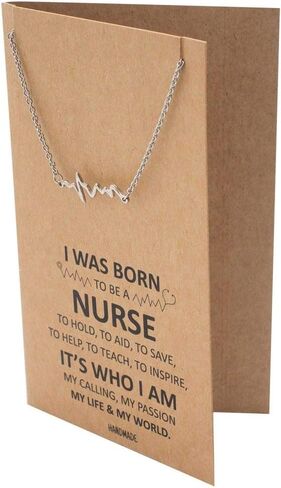 quan jewelry EKG Heartbeat Necklace, Lifeline Pulse Pendant, Female Nurse RN Nursing School Graduation Gifts with Greeting Card in Saudi Arabia
