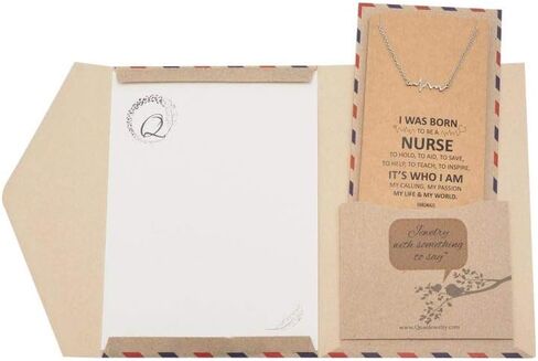 quan jewelry EKG Heartbeat Necklace, Lifeline Pulse Pendant, Female Nurse RN Nursing School Graduation Gifts with Greeting Card in Saudi Arabia