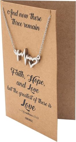 quan jewelry EKG Heartbeat Necklace, Lifeline Pulse Pendant, Female Nurse RN Nursing School Graduation Gifts with Greeting Card in Kuwait