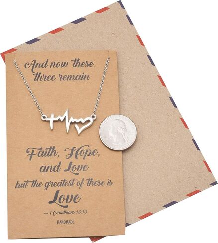 quan jewelry EKG Heartbeat Necklace, Lifeline Pulse Pendant, Female Nurse RN Nursing School Graduation Gifts with Greeting Card in Kuwait