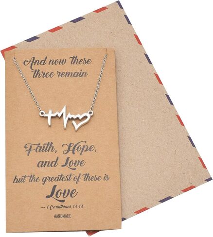 quan jewelry EKG Heartbeat Necklace, Lifeline Pulse Pendant, Female Nurse RN Nursing School Graduation Gifts with Greeting Card in Kuwait