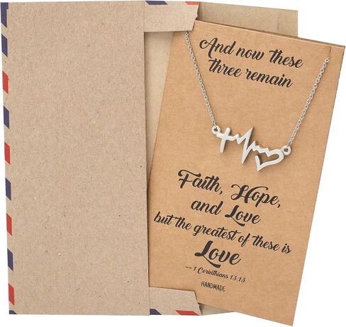 quan jewelry EKG Heartbeat Necklace, Lifeline Pulse Pendant, Female Nurse RN Nursing School Graduation Gifts with Greeting Card in Kuwait