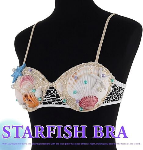 GRAEEN نجم البحر شل الصدرية الأعلى الصيف الشاطئ أزياء بيكيني قمم حورية البحر اللؤلؤ الصدر قمم للنساء in Kuwait