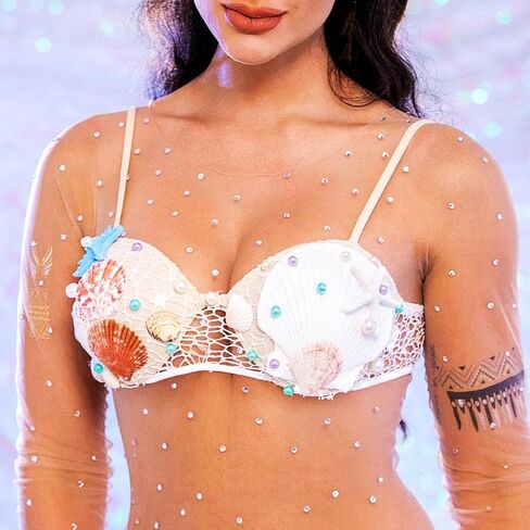 GRAEEN نجم البحر شل الصدرية الأعلى الصيف الشاطئ أزياء بيكيني قمم حورية البحر اللؤلؤ الصدر قمم للنساء in Kuwait