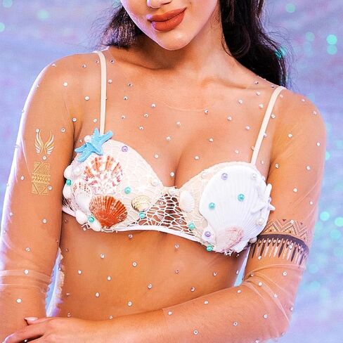 GRAEEN نجم البحر شل الصدرية الأعلى الصيف الشاطئ أزياء بيكيني قمم حورية البحر اللؤلؤ الصدر قمم للنساء in Kuwait