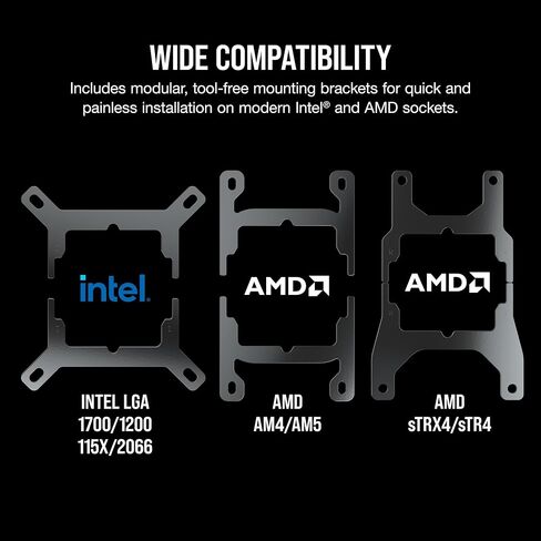 مبرد وحدة المعالجة المركزية السائل iCUE H115i RGB Elite من كورسير (16 مصباح LED ديناميكي RGB، مراوح FDB من سلسلة AF Elite 140 مم، مشعاع 280 مم، متوافق مع برامج iCUE، LGA 1700، 1200، 115X، 2066، ومآخذ AM4) أسود in Kuwait