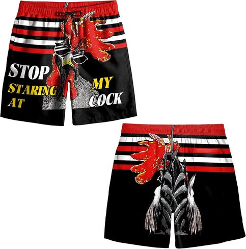 Mens Swim Trunks with Compression Liner Casual Funny Board Shorts Quick Dry Beach Swimwear with Pockets in Kuwait