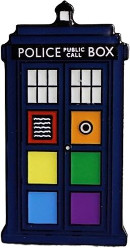 Rainbow Pride Police Box, Perfect Gift for Doctor Who Fans, Trans Tardis Pin, Transgender Pin, Transgender Day Gift, Inspired enamel pin, A police box with Pride colours in Saudi Arabia