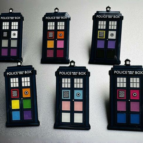 Rainbow Pride Police Box, Perfect Gift for Doctor Who Fans, Trans Tardis Pin, Transgender Pin, Transgender Day Gift, Inspired enamel pin, A police box with Pride colours in Saudi Arabia